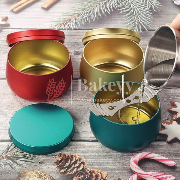 Silver, Red ,Rose Gold Candle Tin Box | Empty Decorative Tin Box | Candy Box | Gift Box | Pack Of 12 | - Bakeyy.com - India - Silver, Red ,Rose Gold Candle Tin Box | Empty Decorative Tin Box | Candy Box | Gift Box | Pack Of 12 | - Silver