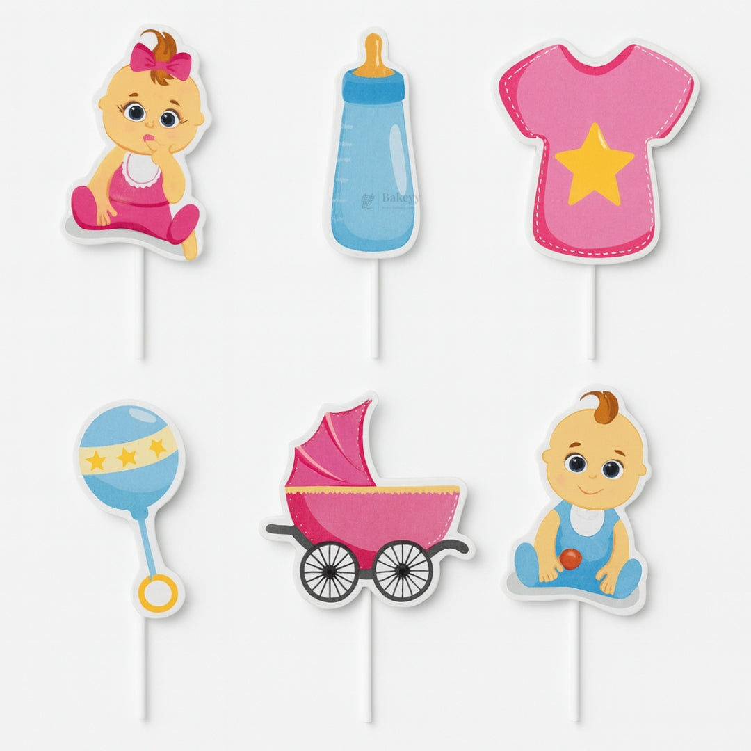 Celebration Theme Cake Topper | Assorted Designs | Celebration Event Cake Toppers | Pack of 6