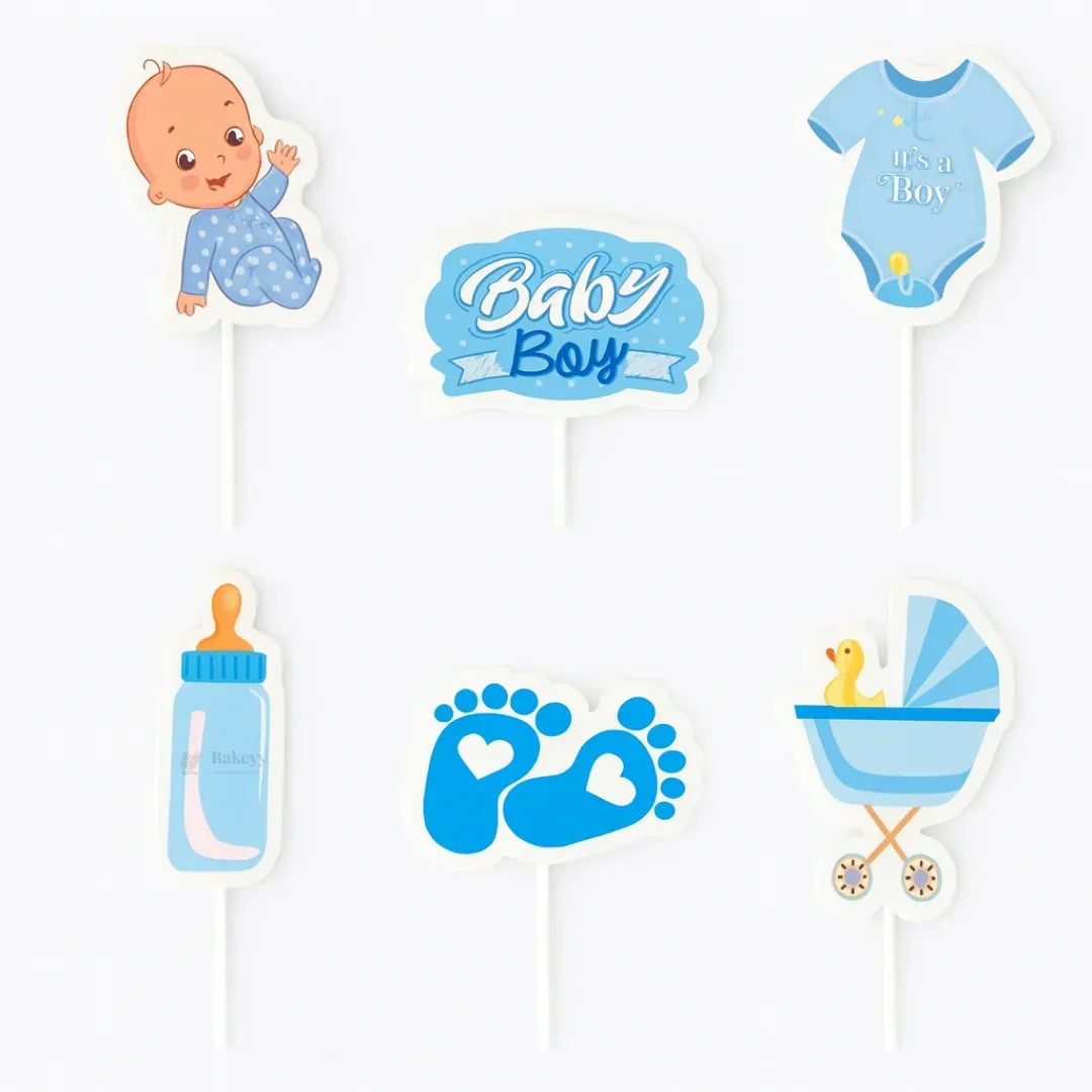 Celebration Theme Cake Topper | Assorted Designs | Celebration Event Cake Toppers | Pack of 6 - Bakeyy.com - India - Celebration Theme Cake Topper | Assorted Designs | Celebration Event Cake Toppers | Pack of 6 - Baby Boy 13.00