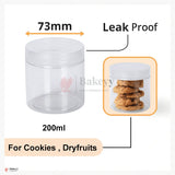 73mm Lid | 200ml Transparent Storage Jar With Transparent Lid | Pack Of 10