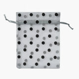 10x14 CM | Grey Polka Dot Organza Potli Bags | Pack of 100