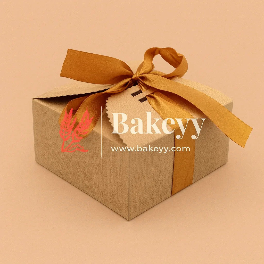 12 cm | Brown Gift Box for Presents, 10 Pack Large Empty Kraft Gift Boxes with Ribbon For Packaging Candy, Cookie, Chocolate | Pack of 10