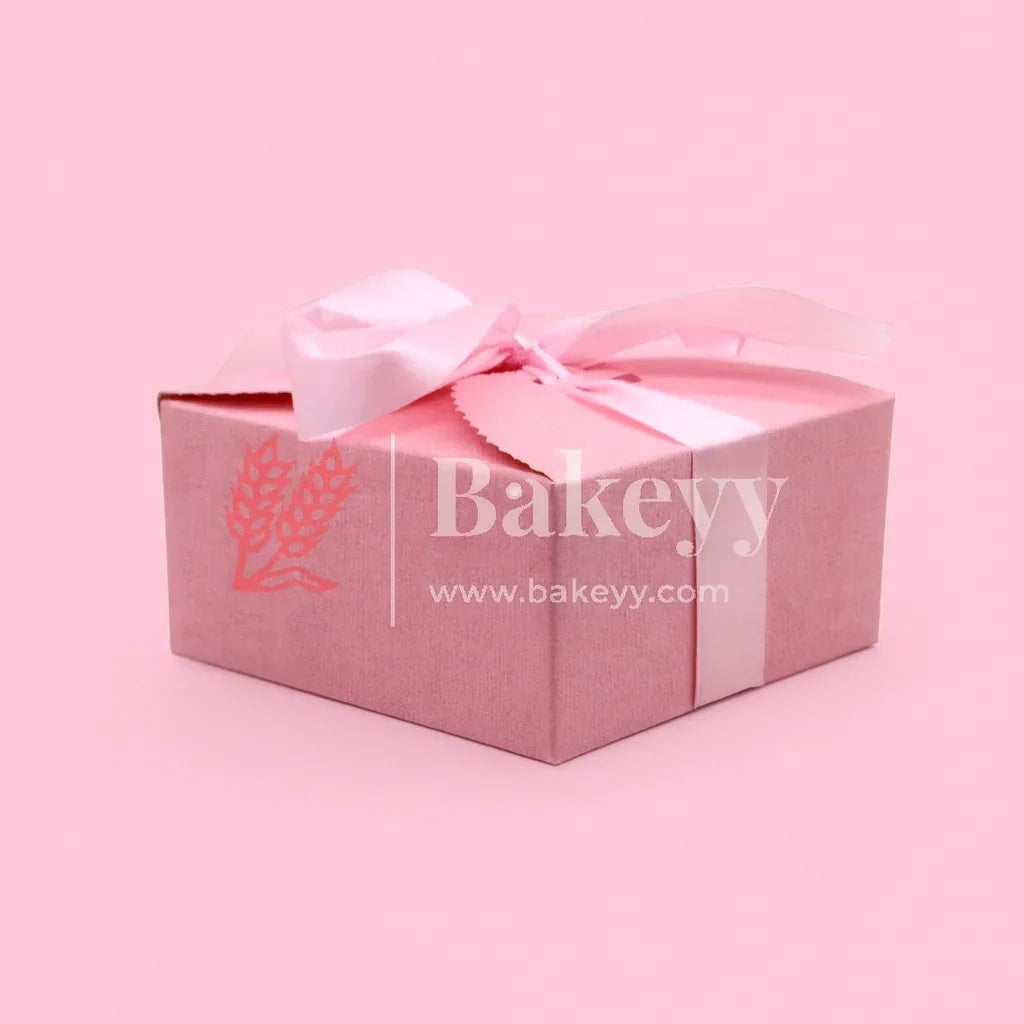8cm | Pink Gift Box for Presents, 10 Pack Empty Kraft Gift Boxes with Ribbon For Packaging Candy, Cookie, Chocolate | Pack of 10