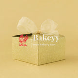 8cm | Gold Gift Box for Presents, 10 Pack Small  Empty Kraft Gift Boxes with Ribbon For Packaging Candy, Cookie, Chocolate | Pack of 10