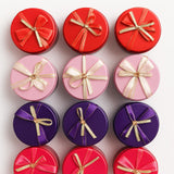 Size 1|Mixed Colours with Mixed Bow Designs Round Empty Decorative Tin Box |Pack of 12