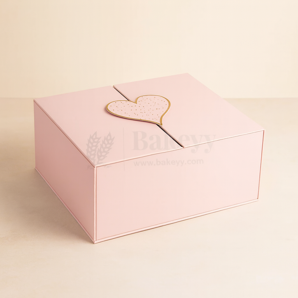Light Pink Colour Folding Gift Box with Heart| 1 Piece