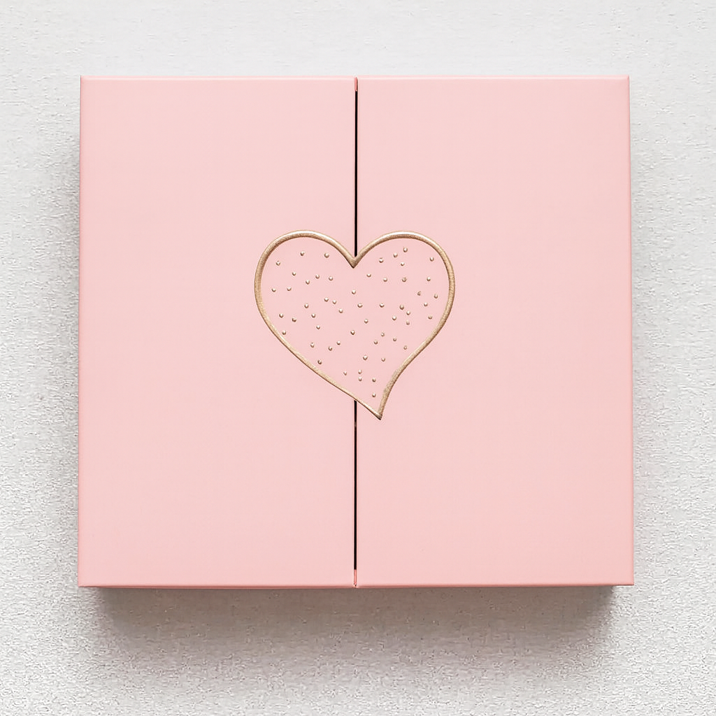 Light Pink Colour Folding Gift Box with Heart| 1 Piece