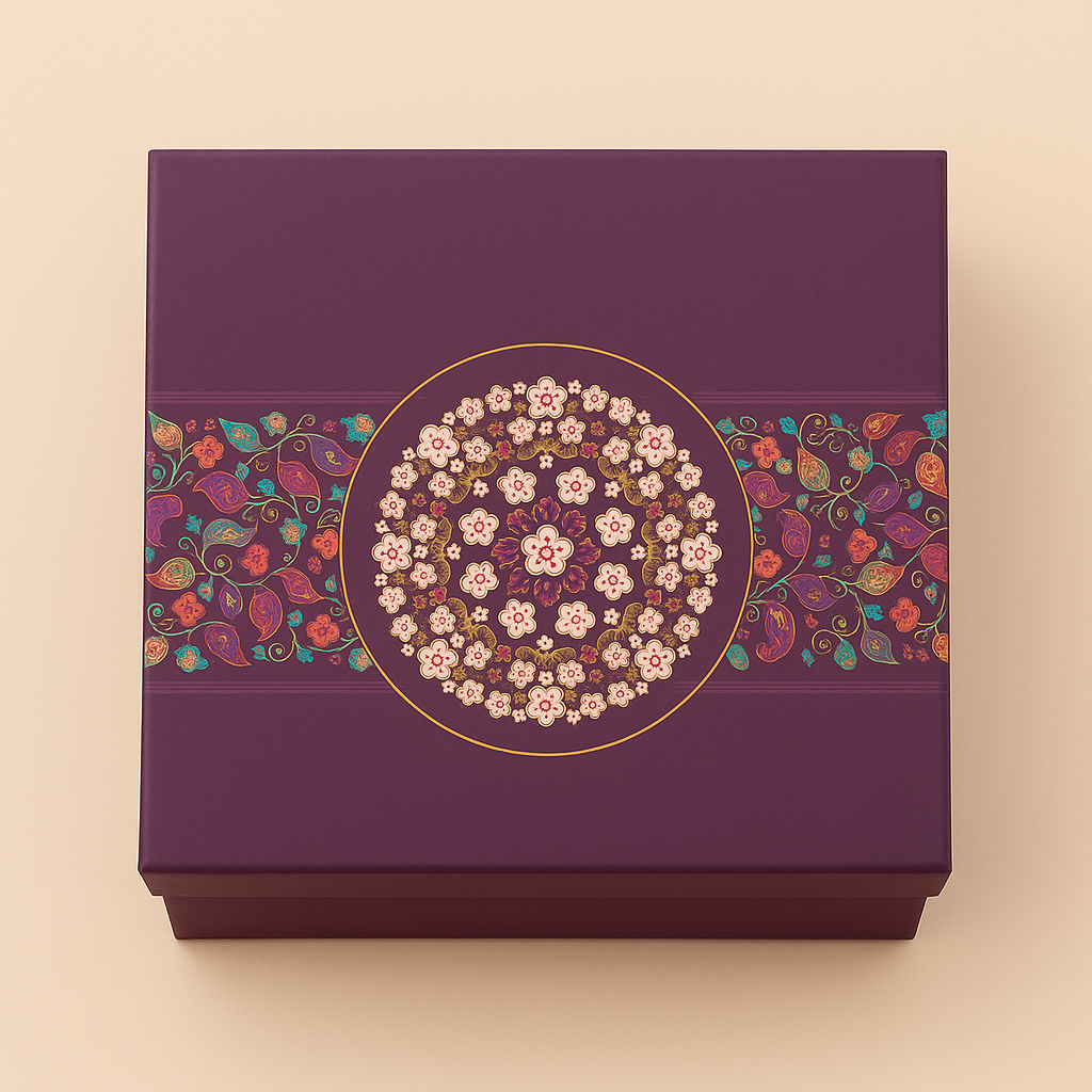 Purple Floral Printed Rigid Hamper Box| 1 Piece