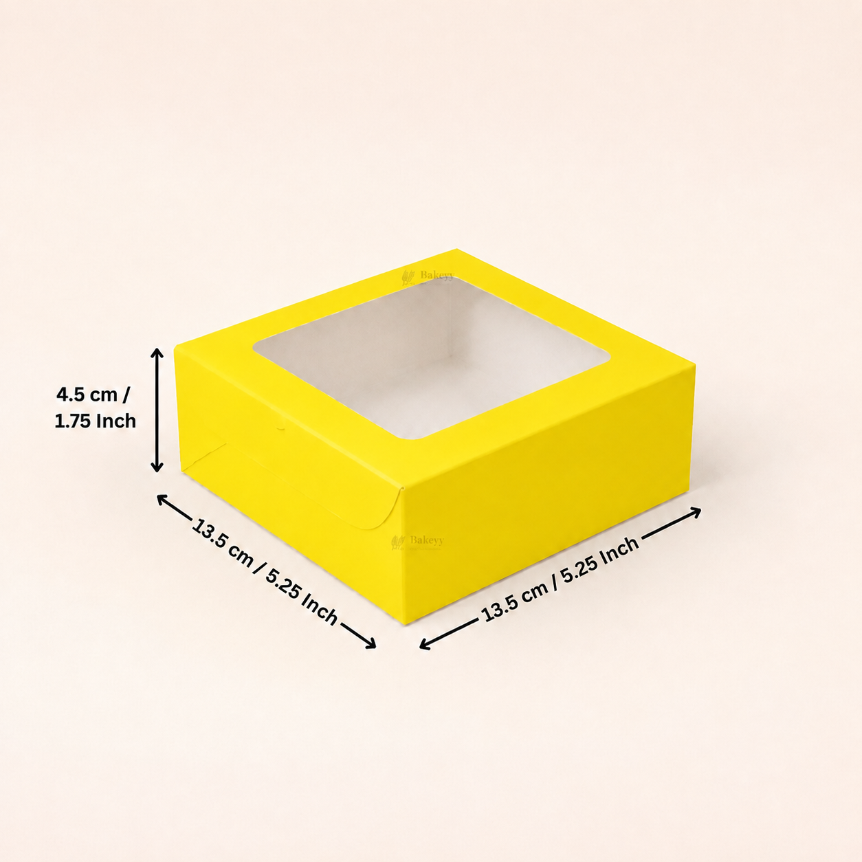 Yellow Color Brownie Box | L Shape Window & Top Window | Multiple Capacities Available | Pack of 10