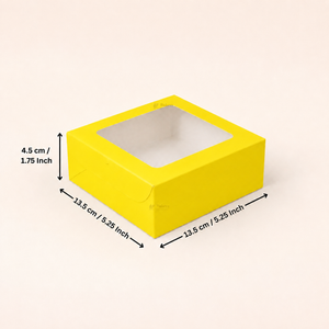 Yellow Color Brownie Box | L Shape Window & Top Window | Multiple Capacities Available | Pack of 10