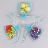 7x9Cm | Bright Blue Organza Potli Bags | Pack of 99
