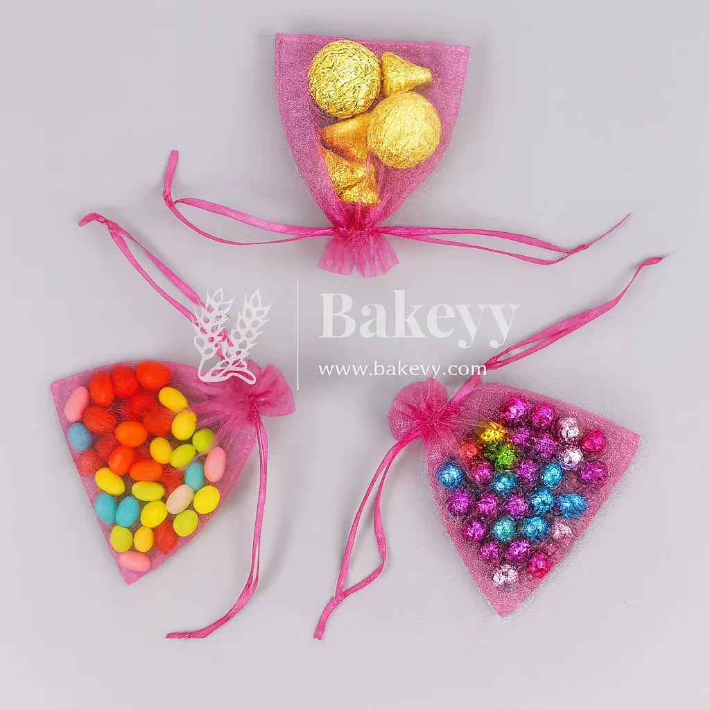 7x9Cm |Dark Pink Organza Potli Bags | Pack of 99