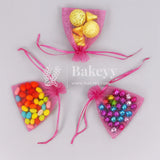 7x9Cm |Dark Pink Organza Potli Bags | Pack of 99