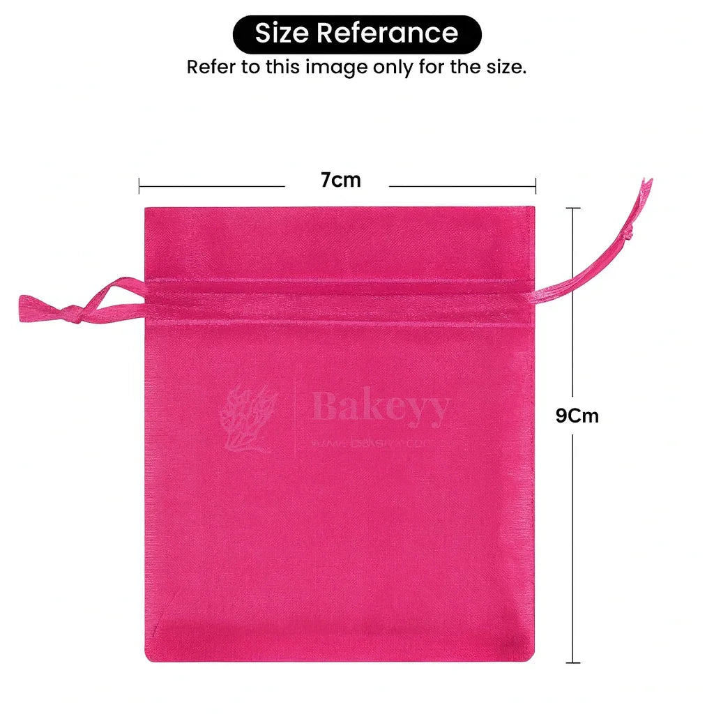 7x9Cm |Dark Pink Organza Potli Bags | Pack of 99
