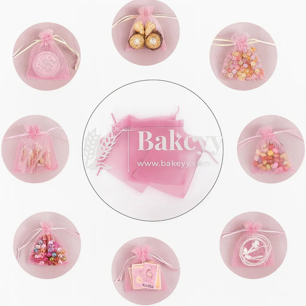 7x9Cm |Baby Pink Organza Potli Bags | Pack of 99