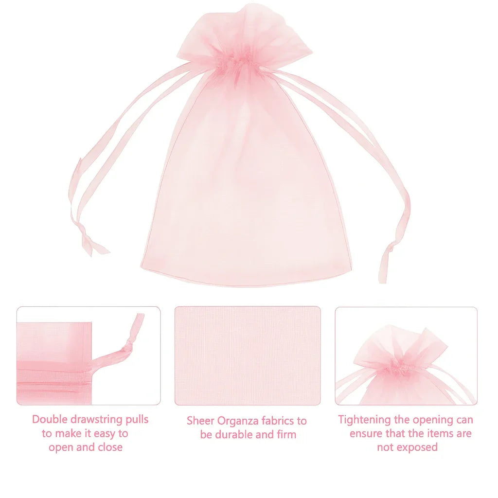 7x9Cm |Baby Pink Organza Potli Bags | Pack of 99