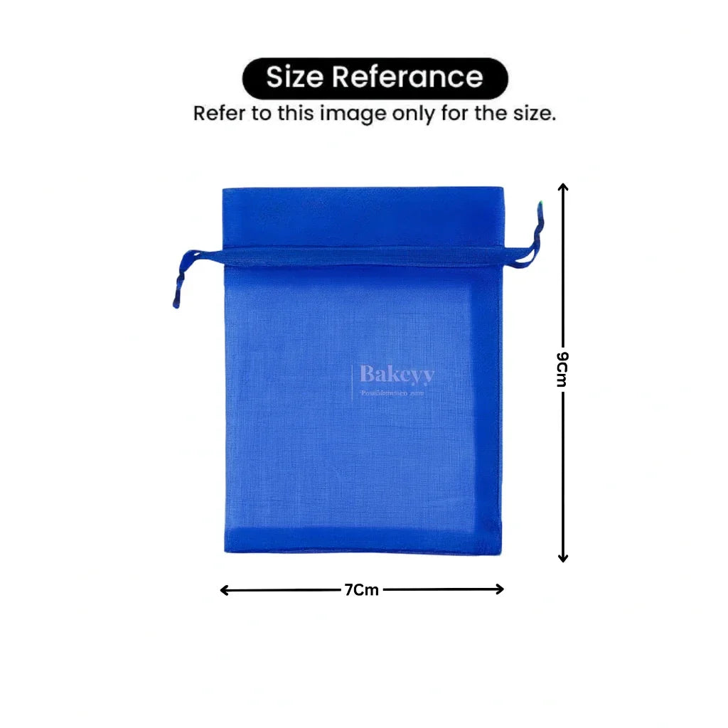 7x9cm | Organza Potli Bags | Royal Blue Colour | Candy Bag | Pack of 99