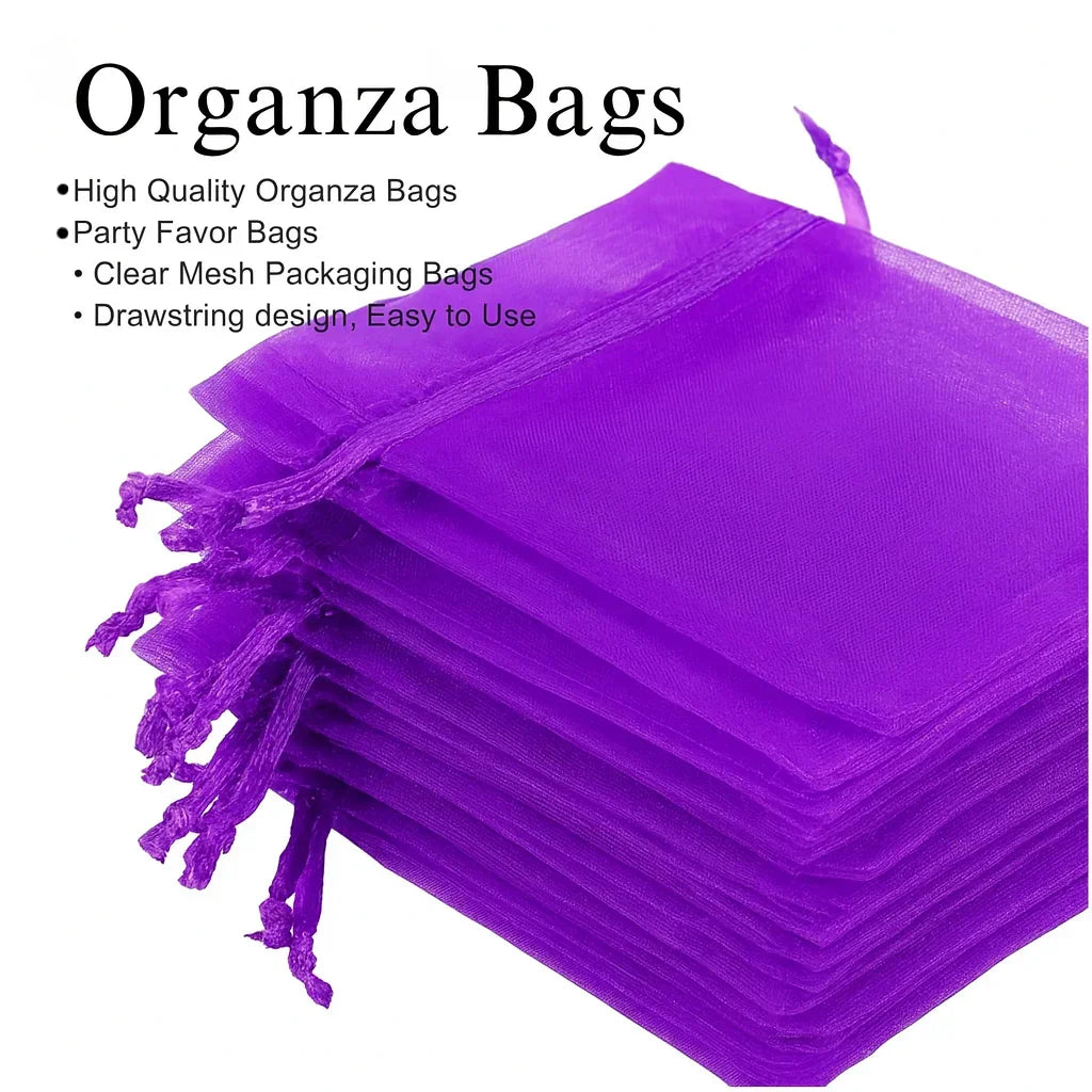 Dark Purple Organza Potli Bags | Drawstring Bags