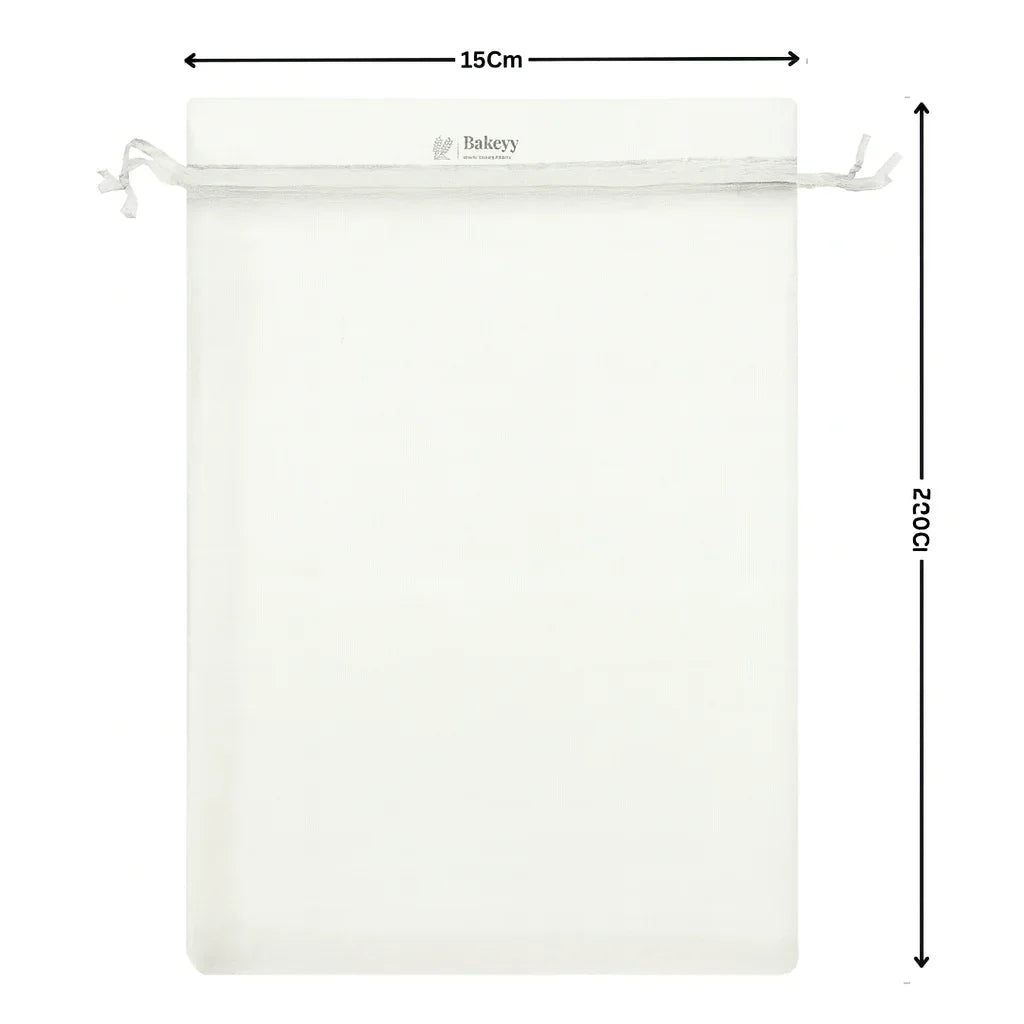 15x20 CM| Organza Potli Bags | White Colour |  Candy Bag| Pack of 50