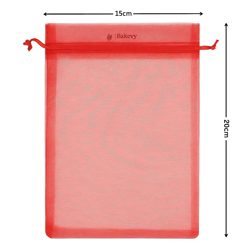 15x20 CM| Organza Potli Bags | Red Colour |  Candy Bag | Pack of 50