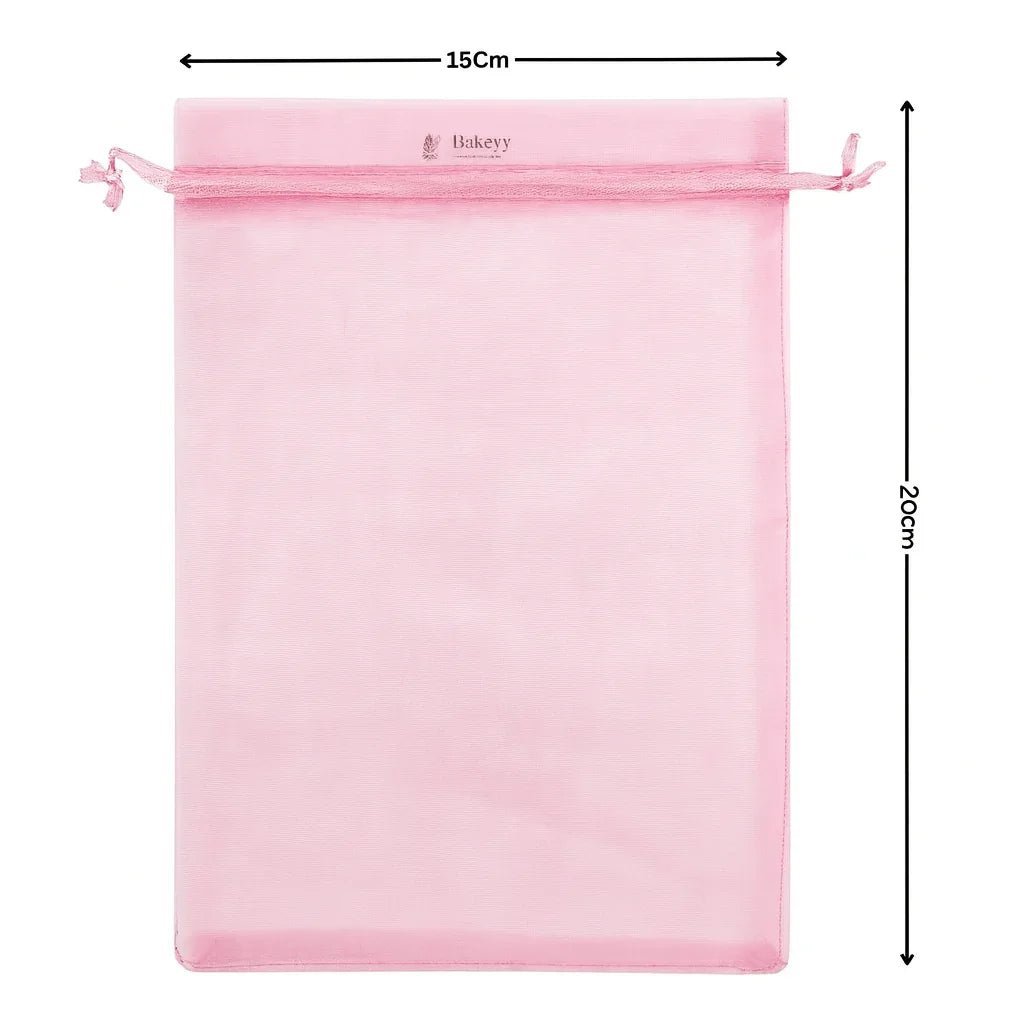 15x20 CM | Organza Potli Bags | Pink Colour |  Candy Bag | Pack of 50