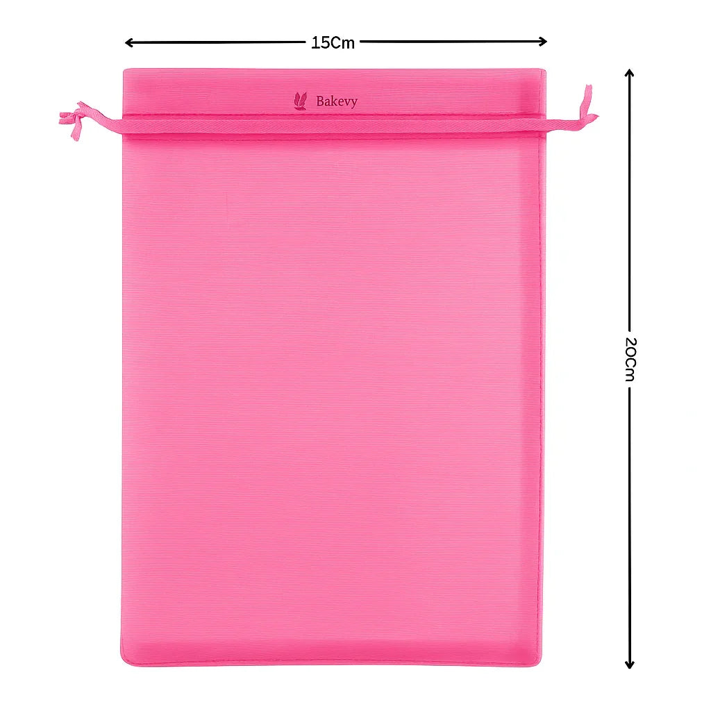 15x20 CM| Organza Potli Bags | Dark Pink Colour |  Candy Bag | Pack of 50