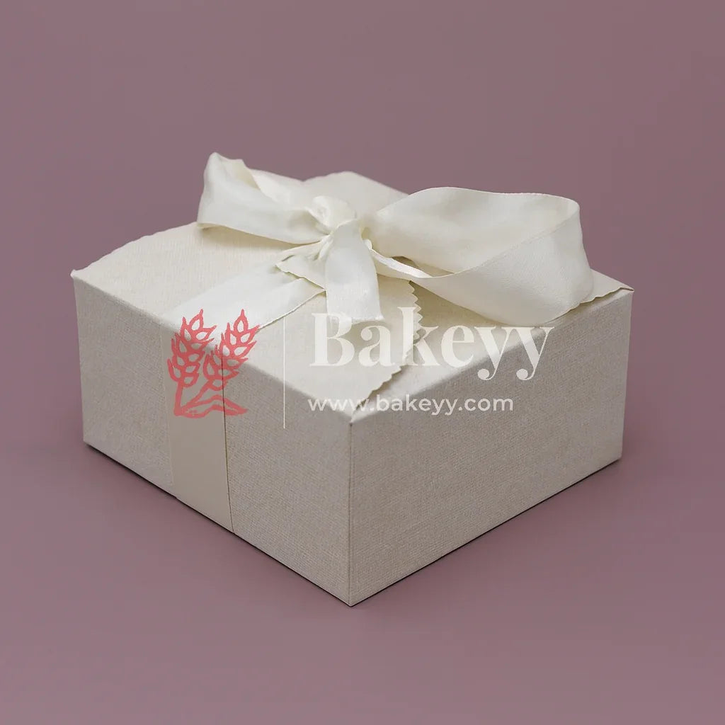 8cm | Cream White Colour Gift Box for Presents, 10 Pack Small  Empty Kraft Gift Boxes with Ribbon For Packaging Candy, Cookie, Chocolate | Pack of 10