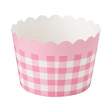 5cm| Pink & White Check Design Striped Scallop-Edge Baking Cups – Premium Paper Muffin Cup Liners |Pack Of 50