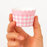 5cm| Pink & White Check Design Striped Scallop-Edge Baking Cups – Premium Paper Muffin Cup Liners |Pack Of 50
