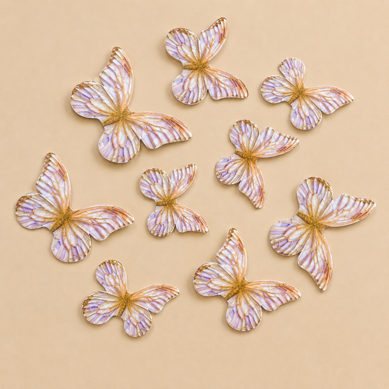 Glitter-Core Butterfly Cake Toppers | Shimmered Body with Fine Line Wing Design | Multiple Print Options Available | Pack of 1