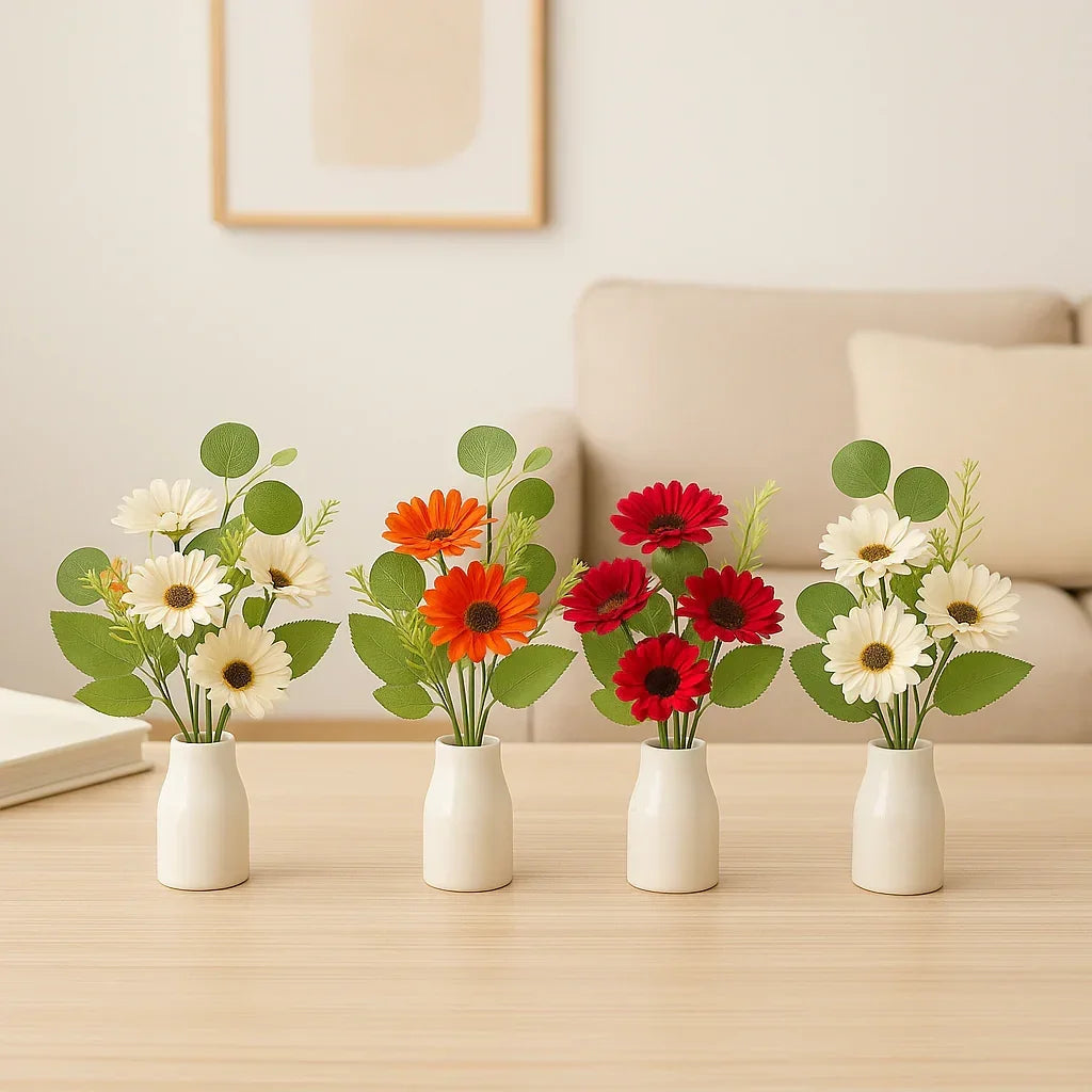 Artificial Gerbera Daisy Flower Bunch – 42cm | Decorative Stick for Home & Events | Pack Of 1 - Bakeyy.com - India - Artificial Gerbera Daisy Flower Bunch – 42cm | Decorative Stick for Home & Events | Pack Of 1 - Pink-White 285.00