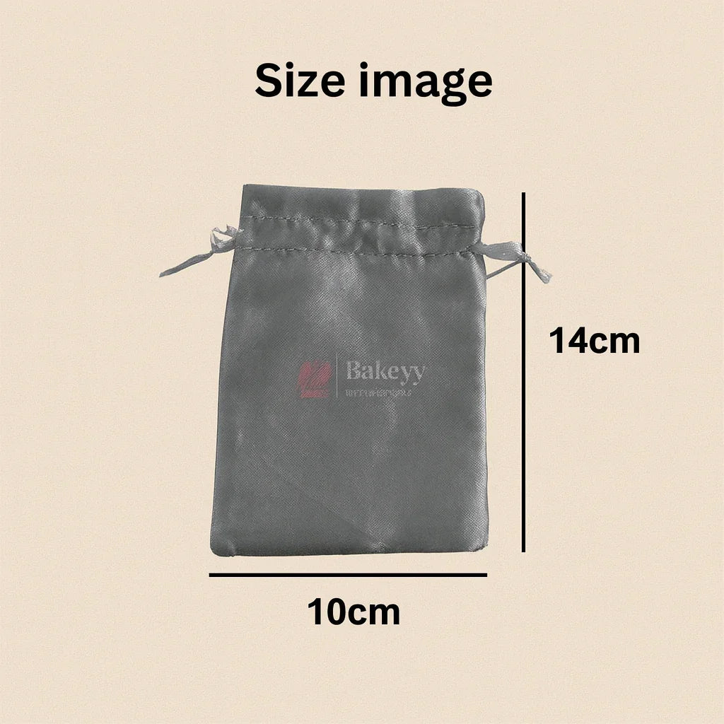 10x14 cm Satin Potli Bags – Grey | Pack of 25