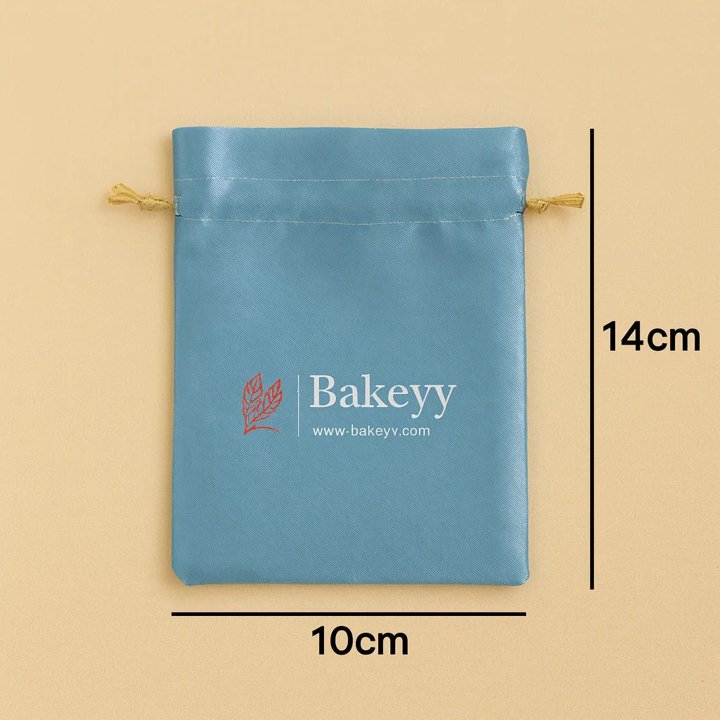 10x14 cm |Sky Blue Colour  Satin Potli Bags| Pack of 25