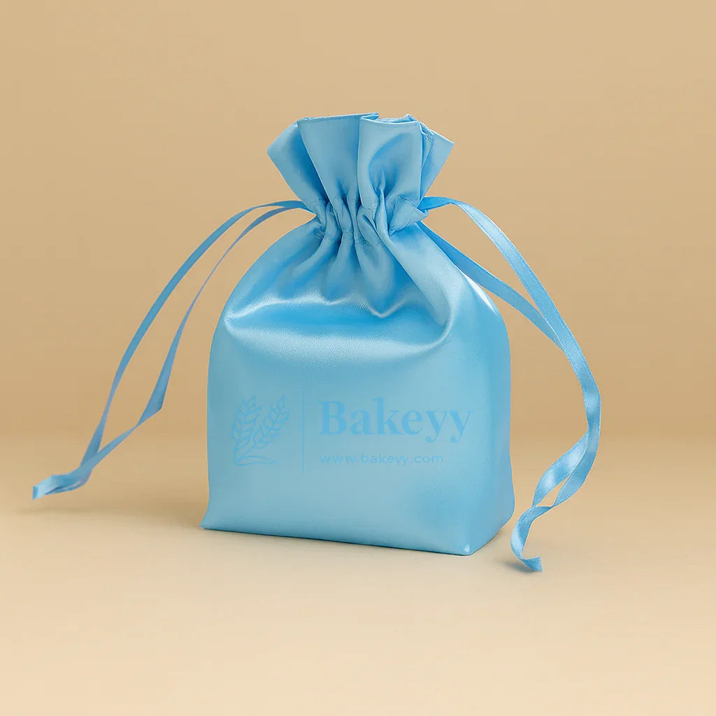 10x14 cm |Sky Blue Colour  Satin Potli Bags| Pack of 25