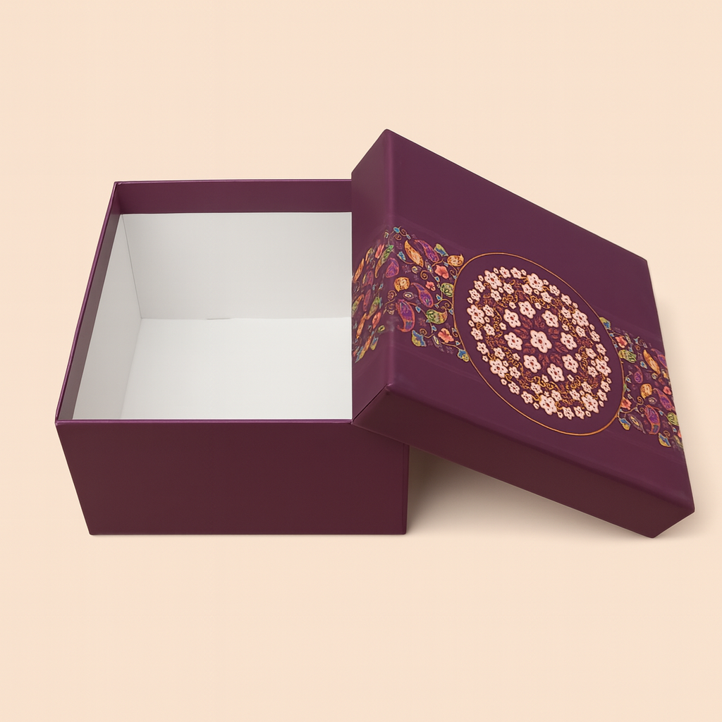 Purple Floral Printed Rigid Hamper Box| 1 Piece