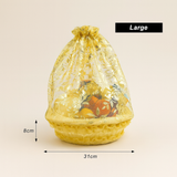 Large | Gold Round Decorative Net Basket | Hamper Basket | Pack of 1