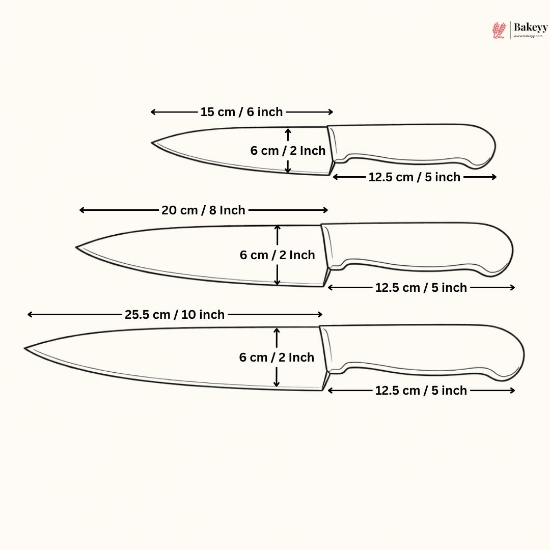 Chef Knife with Colored Handles | 3 Sizes | Stainless Steel Kitchen Knives | Pack of 1