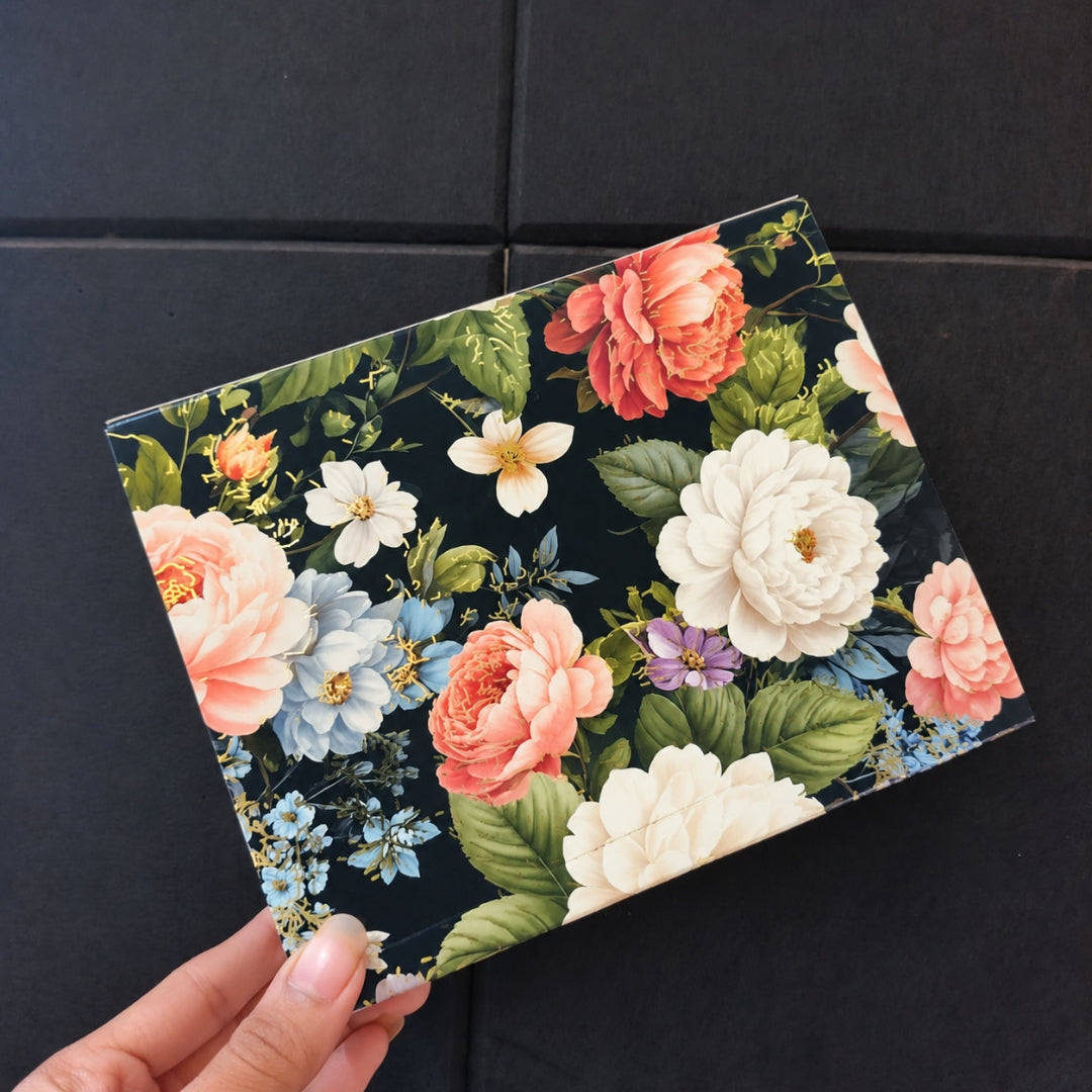Printed Floral Chocolate Box with Golden Cavity | 3 Designs | Pack of 25
