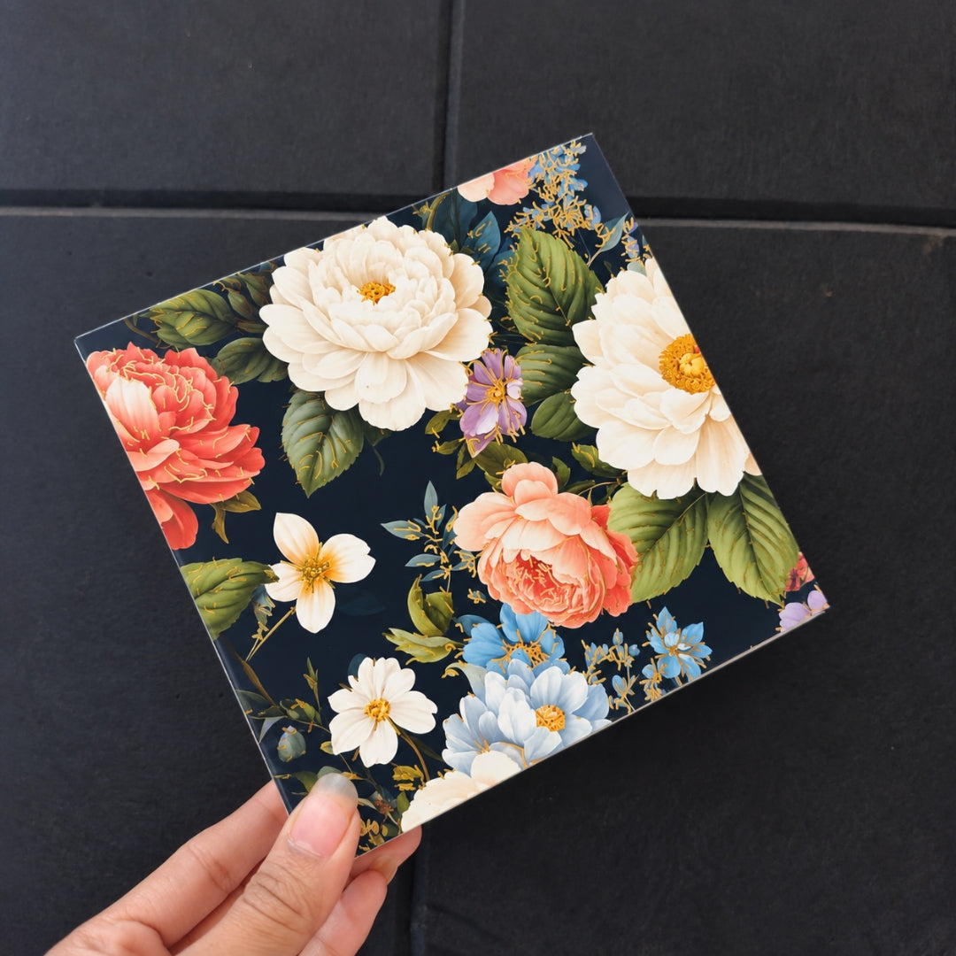Printed Floral Chocolate Box with Golden Cavity | 3 Designs | Pack of 25