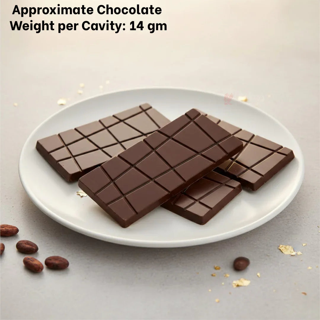 Chocolate bars on a white plate, ideal for baking and chocolate moulds from Bakeyy India