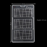 Clear plastic chocolate bar mould with geometric pattern and size markings from Bakeyy.com