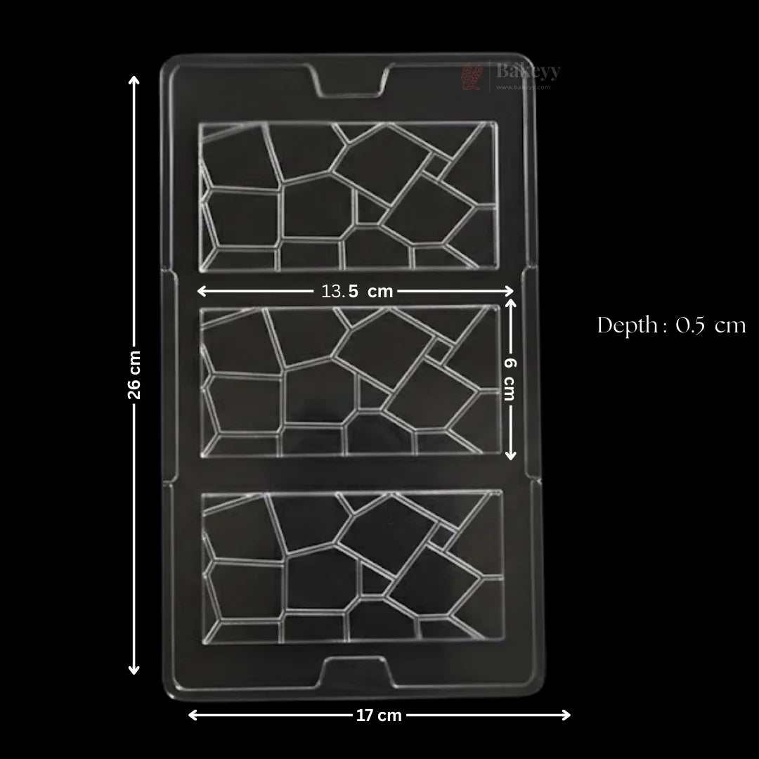 Bakeyy chocolate bar mould with geometric pattern, transparent plastic, 26x17cm baking supply