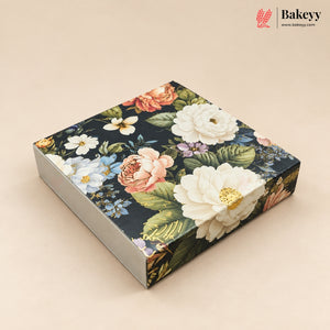 Printed Floral Chocolate Box with Golden Cavity | 3 Designs | Pack of 25