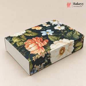 Printed Floral Chocolate Box with Golden Cavity | 3 Designs | Pack of 25