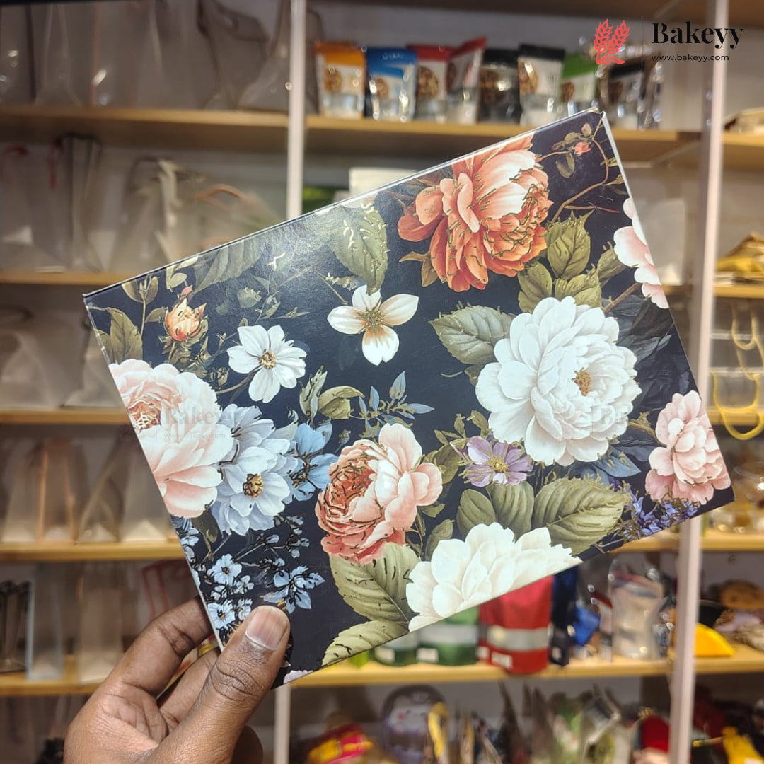 Printed Floral Chocolate Box with Golden Cavity | 3 Designs | Pack of 25