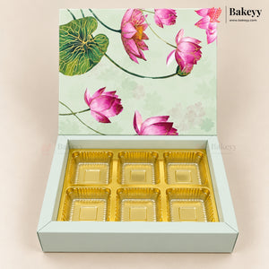 Printed Floral Chocolate Box with Golden Cavity | 3 Designs | Pack of 25