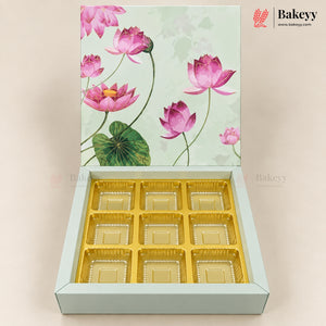 Printed Floral Chocolate Box with Golden Cavity | 3 Designs | Pack of 25