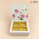 Printed Floral Chocolate Box with Golden Cavity | 3 Designs | Pack of 25