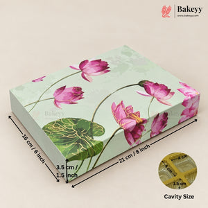 Printed Floral Chocolate Box with Golden Cavity | 3 Designs | Pack of 25