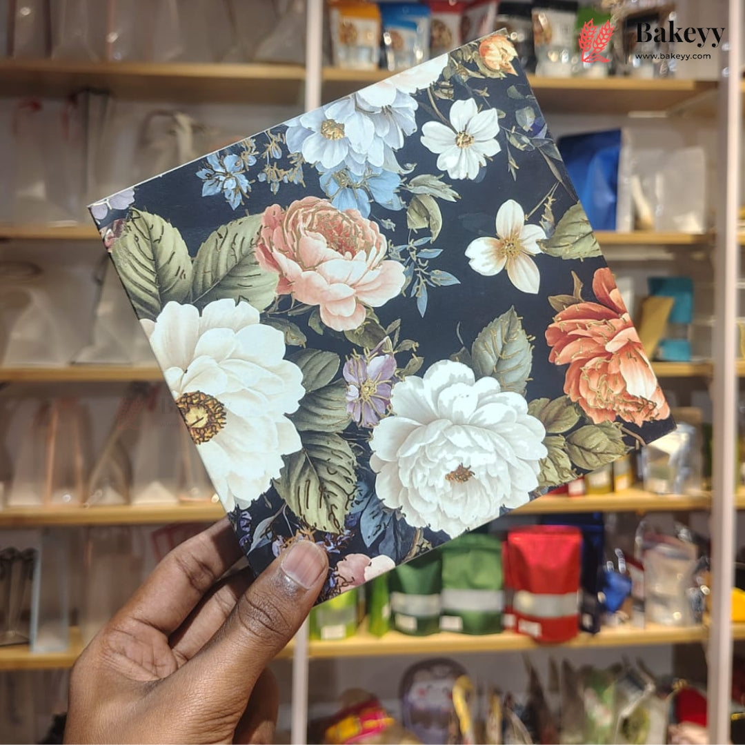 Printed Floral Chocolate Box with Golden Cavity | 3 Designs | Pack of 25
